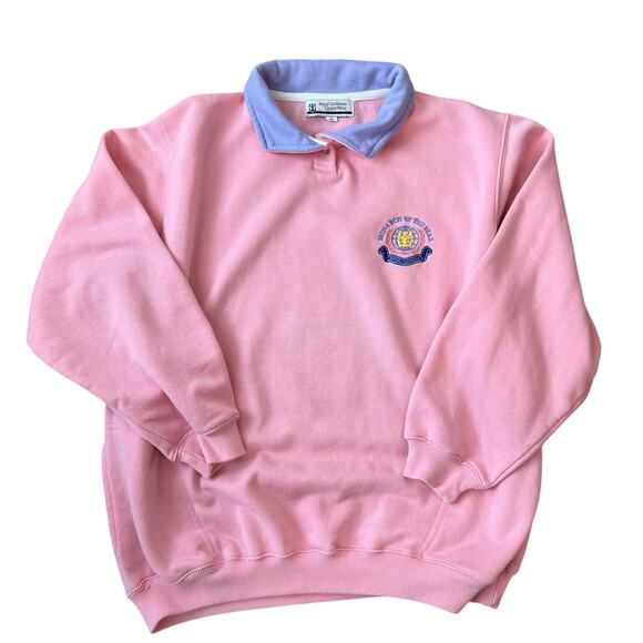 Vintage Y2K Pastel Collared Sweatshirt Royal Caribbean Cruise Wear size XL Pink - Picture 1 of 13